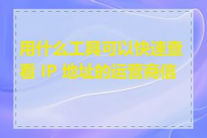 用什么工具可以快速查看 IP 地址的运营商信息