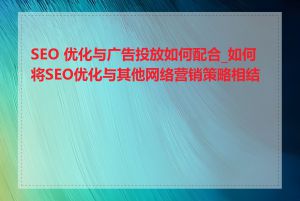 SEO 优化与广告投放如何配合_如何将SEO优化与其他网络营销策略相结合