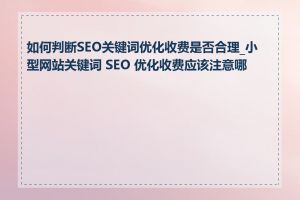 如何判断SEO关键词优化收费是否合理_小型网站关键词 SEO 优化收费应该注意哪些