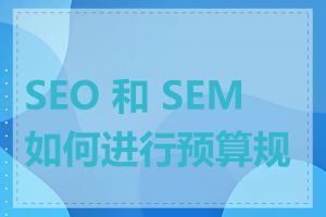 SEO 和 SEM 如何进行预算规划