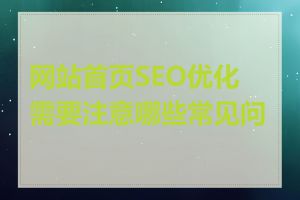 网站首页SEO优化需要注意哪些常见问题