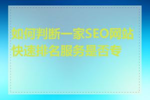 如何判断一家SEO网站快速排名服务是否专业