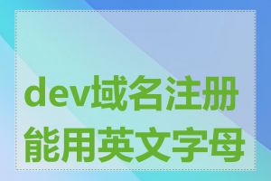 dev域名注册能用英文字母吗