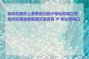 如何在网页上查看自己的IP地址和端口号_如何在路由器管理页面查看 IP 地址和端口号