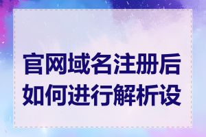 官网域名注册后如何进行解析设置