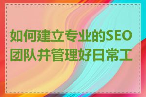 如何建立专业的SEO团队并管理好日常工作