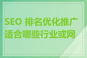 SEO 排名优化推广适合哪些行业或网站