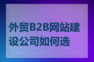 外贸B2B网站建设公司如何选择