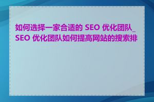 如何选择一家合适的 SEO 优化团队_SEO 优化团队如何提高网站的搜索排名