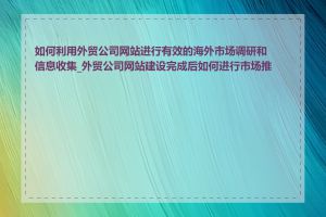 如何利用外贸公司网站进行有效的海外市场调研和信息收集_外贸公司网站建设完成后如何进行市场推广