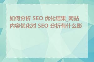 如何分析 SEO 优化结果_网站内容优化对 SEO 分析有什么影响