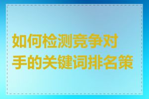 如何检测竞争对手的关键词排名策略