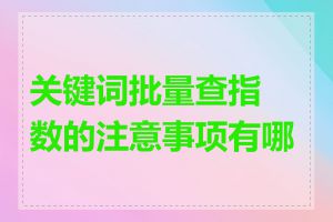 关键词批量查指数的注意事项有哪些