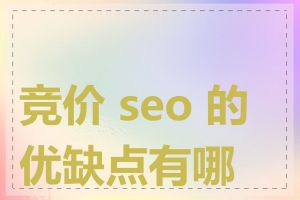 竞价 seo 的优缺点有哪些