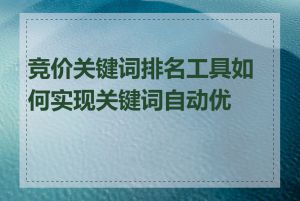 竞价关键词排名工具如何实现关键词自动优化