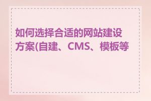 如何选择合适的网站建设方案(自建、CMS、模板等)