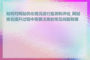 如何对网站优化情况进行监测和评估_网站排名提升过程中需要注意的常见问题有哪些