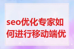 seo优化专家如何进行移动端优化