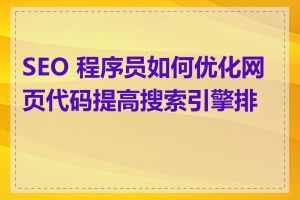 SEO 程序员如何优化网页代码提高搜索引擎排名