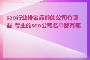 seo行业排名靠前的公司有哪些_专业的seo公司名单都有哪些