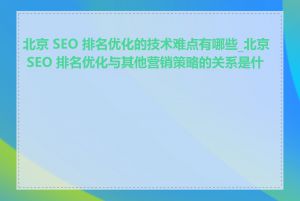 北京 SEO 排名优化的技术难点有哪些_北京 SEO 排名优化与其他营销策略的关系是什么