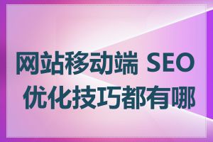 网站移动端 SEO 优化技巧都有哪些