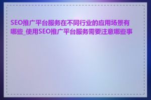 SEO推广平台服务在不同行业的应用场景有哪些_使用SEO推广平台服务需要注意哪些事项