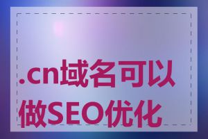 .cn域名可以做SEO优化吗