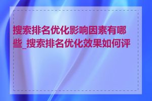 搜索排名优化影响因素有哪些_搜索排名优化效果如何评估