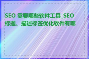 SEO 需要哪些软件工具_SEO标题、描述标签优化软件有哪些