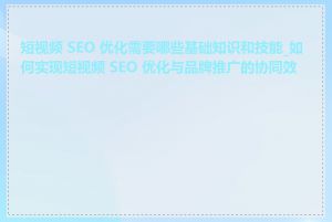 短视频 SEO 优化需要哪些基础知识和技能_如何实现短视频 SEO 优化与品牌推广的协同效应