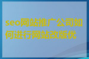 seo网站推广公司如何进行网站改版优化