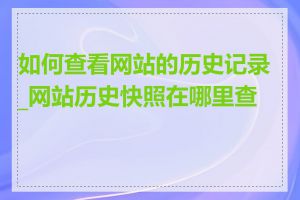 如何查看网站的历史记录_网站历史快照在哪里查看