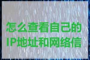 怎么查看自己的IP地址和网络信息