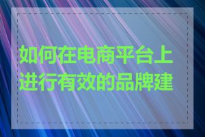 如何在电商平台上进行有效的品牌建设