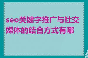 seo关键字推广与社交媒体的结合方式有哪些