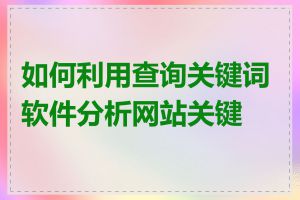 如何利用查询关键词软件分析网站关键词