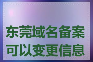 东莞域名备案可以变更信息吗