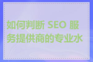 如何判断 SEO 服务提供商的专业水平