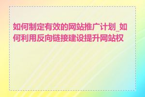 如何制定有效的网站推广计划_如何利用反向链接建设提升网站权重