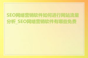 SEO网络营销软件如何进行网站流量分析_SEO网络营销软件有哪些免费的