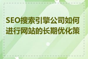 SEO搜索引擎公司如何进行网站的长期优化策略