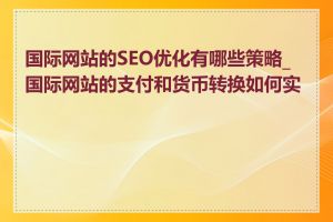 国际网站的SEO优化有哪些策略_国际网站的支付和货币转换如何实现