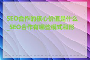 SEO合作的核心价值是什么_SEO合作有哪些模式和形式