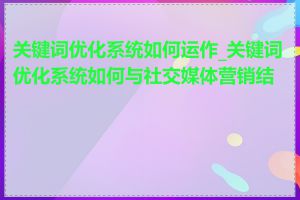 关键词优化系统如何运作_关键词优化系统如何与社交媒体营销结合