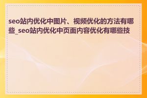 seo站内优化中图片、视频优化的方法有哪些_seo站内优化中页面内容优化有哪些技巧