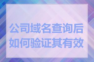 公司域名查询后如何验证其有效性