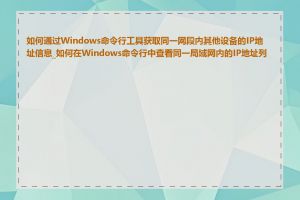 如何通过Windows命令行工具获取同一网段内其他设备的IP地址信息_如何在Windows命令行中查看同一局域网内的IP地址列表