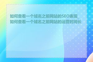 如何查看一个域名之前网站的SEO表现_如何查看一个域名之前网站的运营时间长度