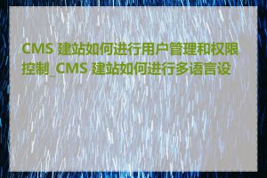 CMS 建站如何进行用户管理和权限控制_CMS 建站如何进行多语言设置